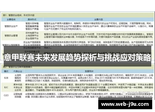 意甲联赛未来发展趋势探析与挑战应对策略