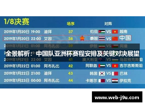 全景解析：中国队亚洲杯赛程安排及关键对决展望